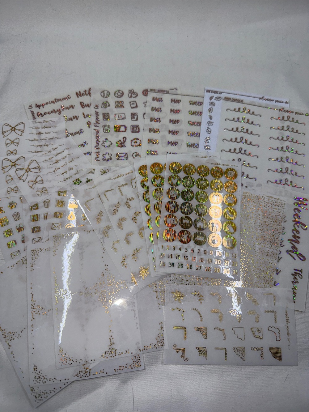 Destash Holographic Gold Foil Planner Stickers Stationary Memory Keeping 20+pcs